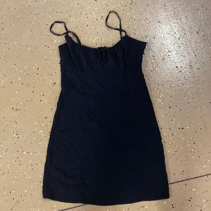 Cute black spaghetti strap Brandy dress with front tie